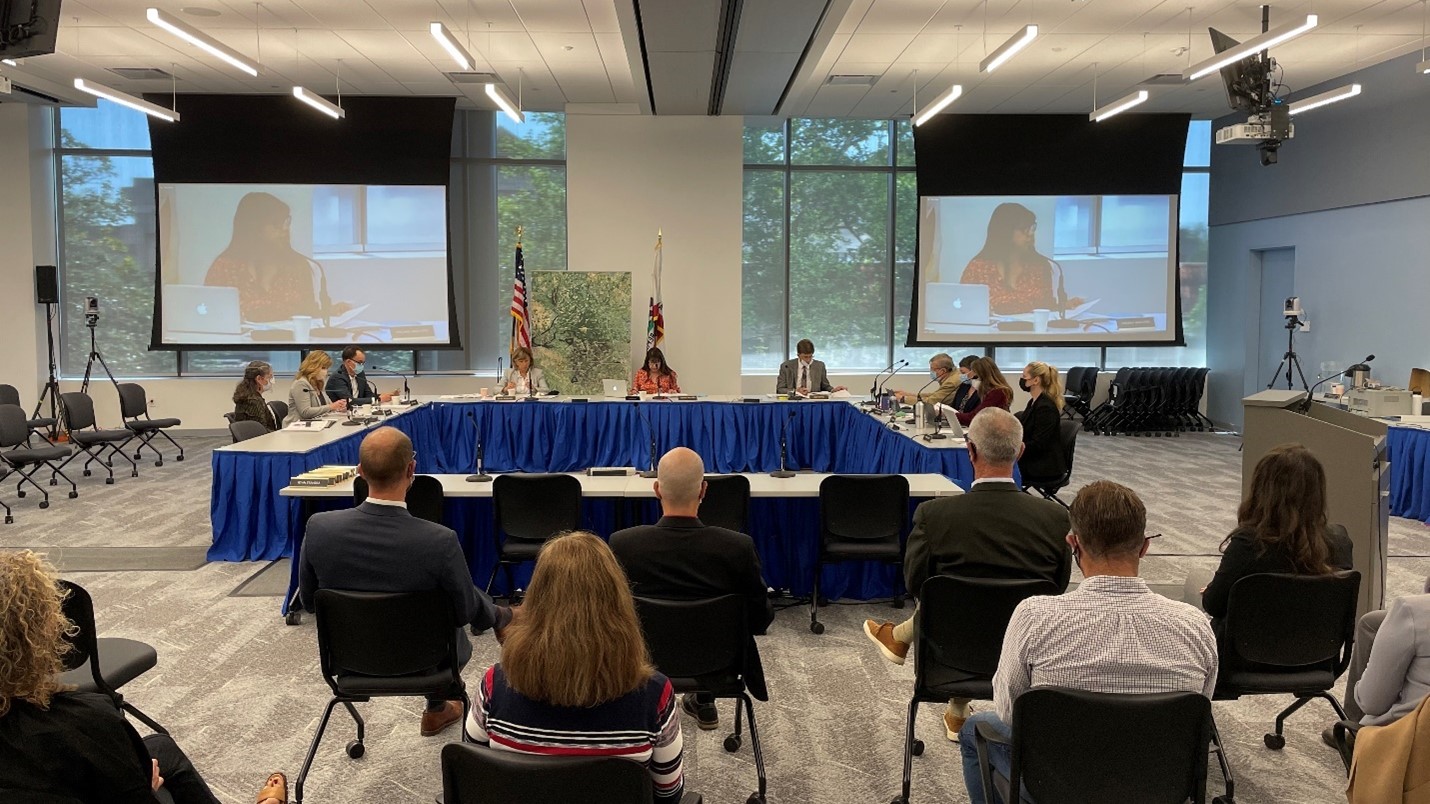 Delta Stewardship Council members participating in one of the Council's monthly meetings, where members of the public may learn about the implementation of the Delta Plan.