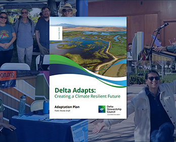 A collage of photos Delta Stewardship Council staff took while attending outreach events as part of its Delta Adapts climate initiative.