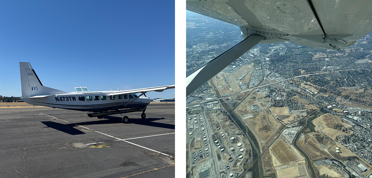 A photo taken from a lidar collecting aircraft flying over Concord, California, in 2025.