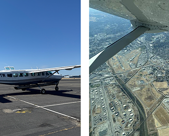 A photo taken from a lidar collecting aircraft flying over Concord, California, in 2025.