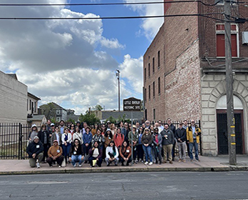 A group photo from a tour focused on environmental justice in the Sacramento-San Joaquin Delta.